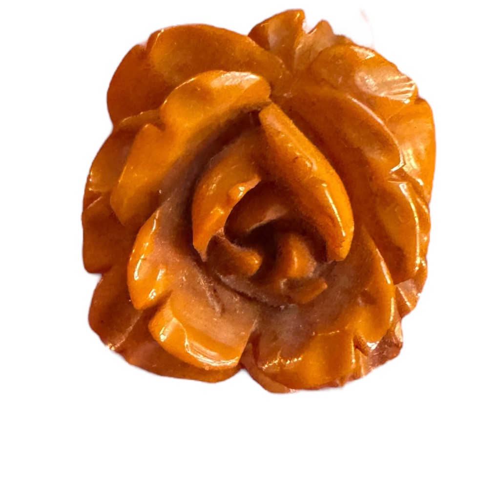 Vintage Heavily Carved Bakelite Rose Pin Brooch Jewelry Butterscotch 1930s